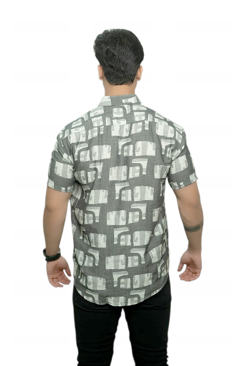Abstract Blocks Half Sleeves Shirt