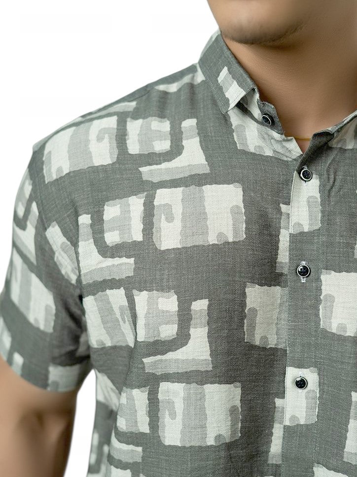 Abstract Blocks Half Sleeves Shirt