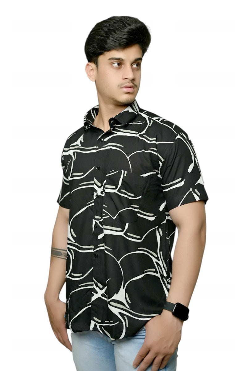 Black Claw Branches Half Sleeves Shirt