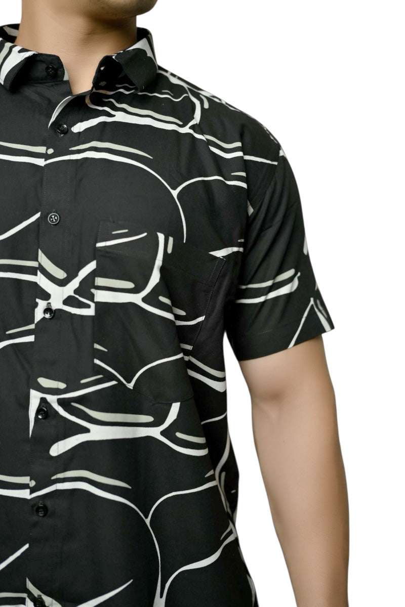 Black Claw Branches Half Sleeves Shirt