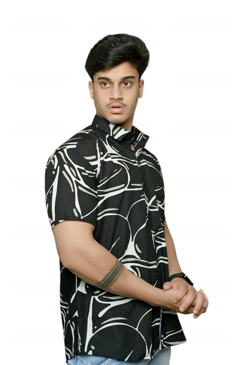Black Claw Branches Half Sleeves Shirt