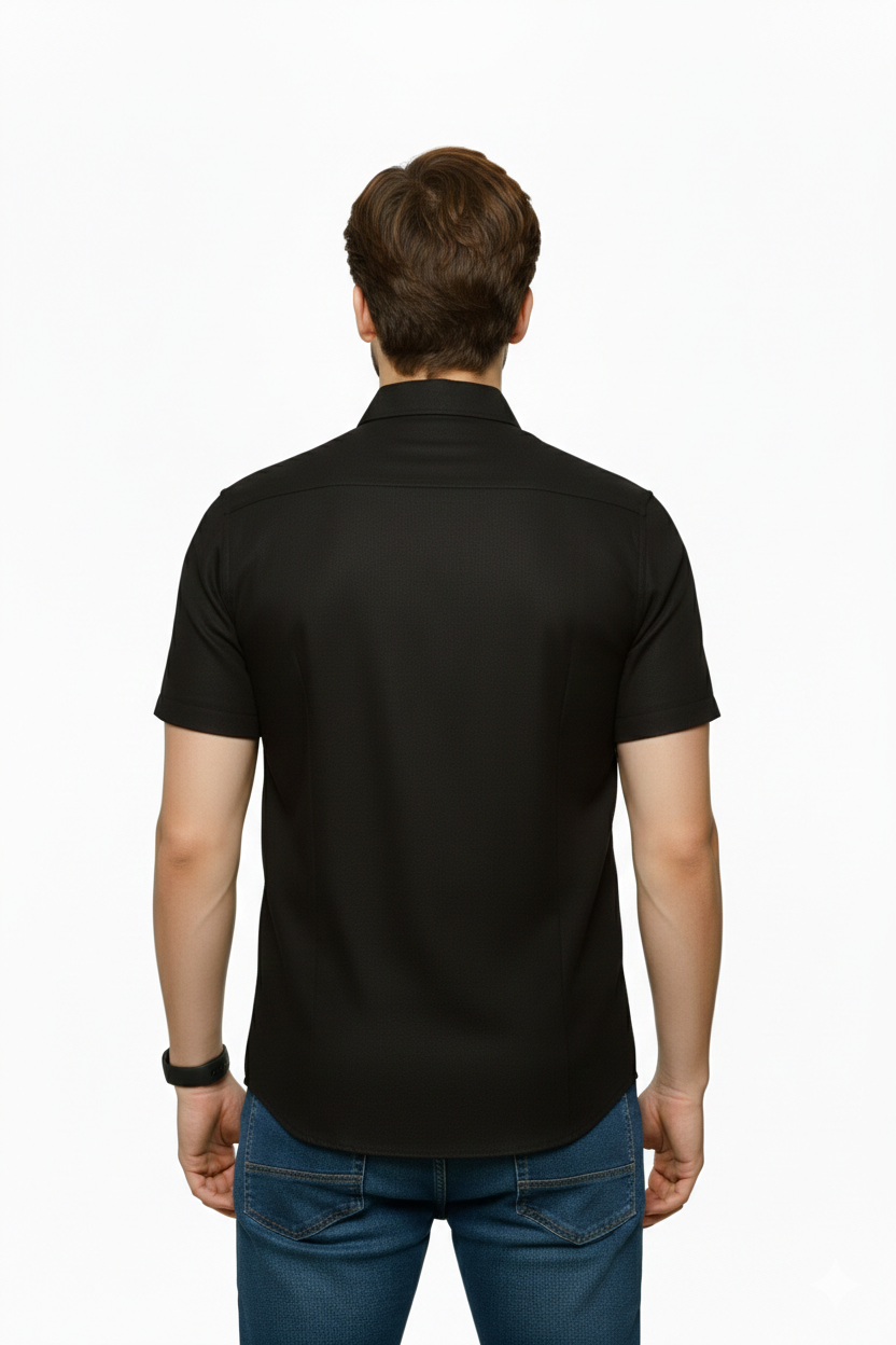 Linen- Black half sleeves shirt