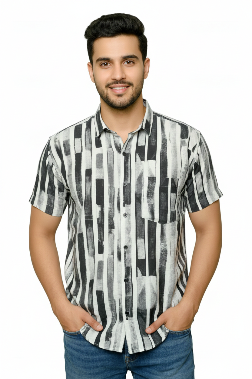 Black Feral Luxe Half Sleeves Shirt