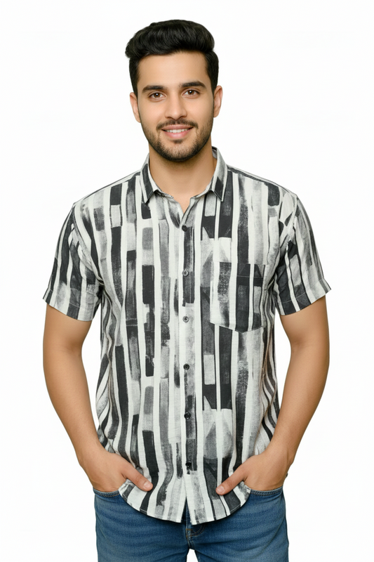 Black Feral Luxe Half Sleeves Shirt