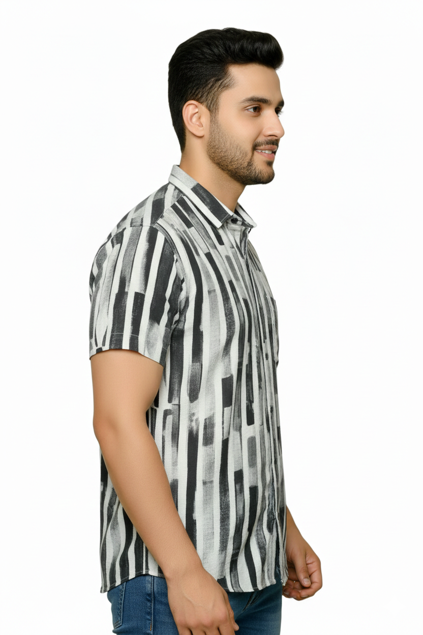 Black Feral Luxe Half Sleeves Shirt