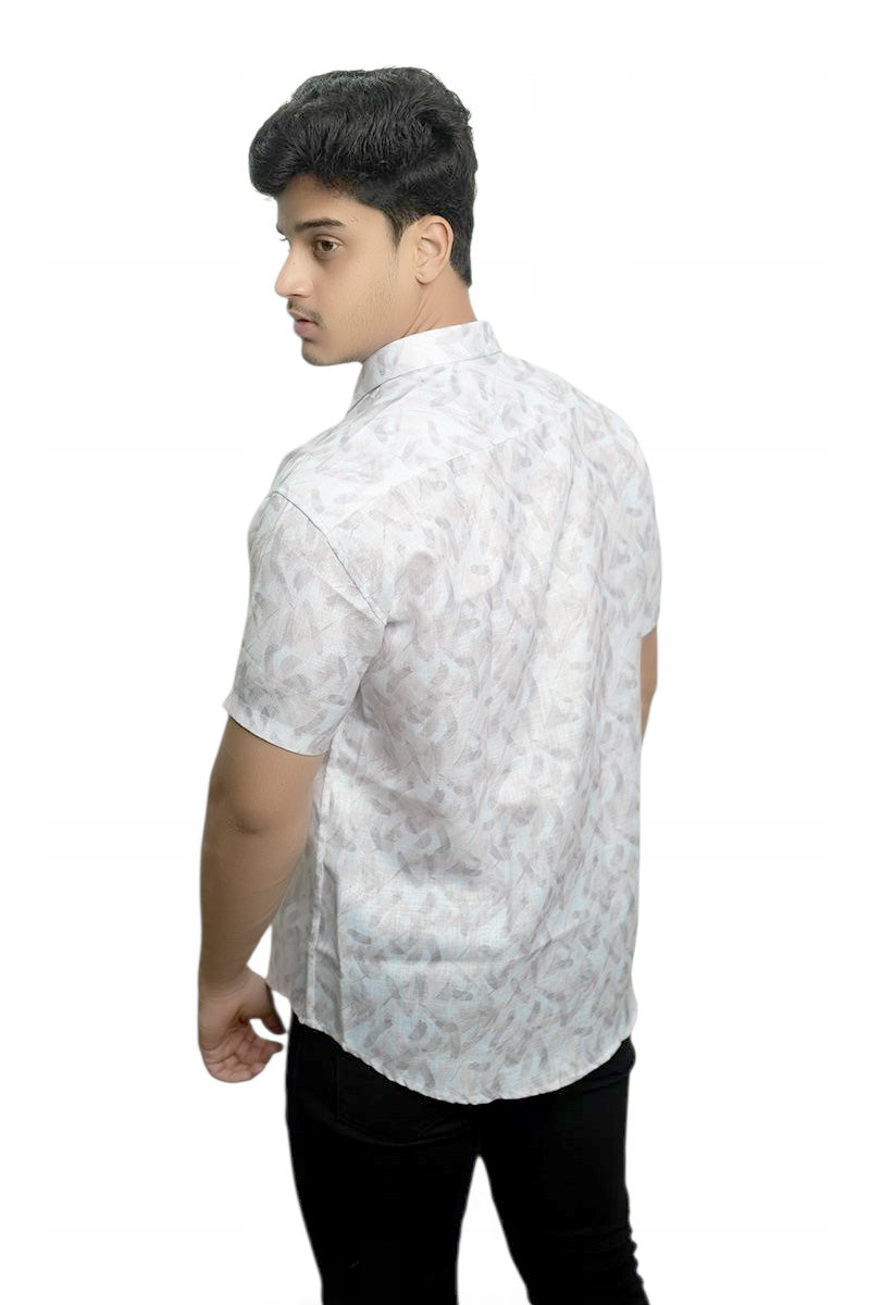 Brushed Imprints Half Sleeves Cotton Shirt