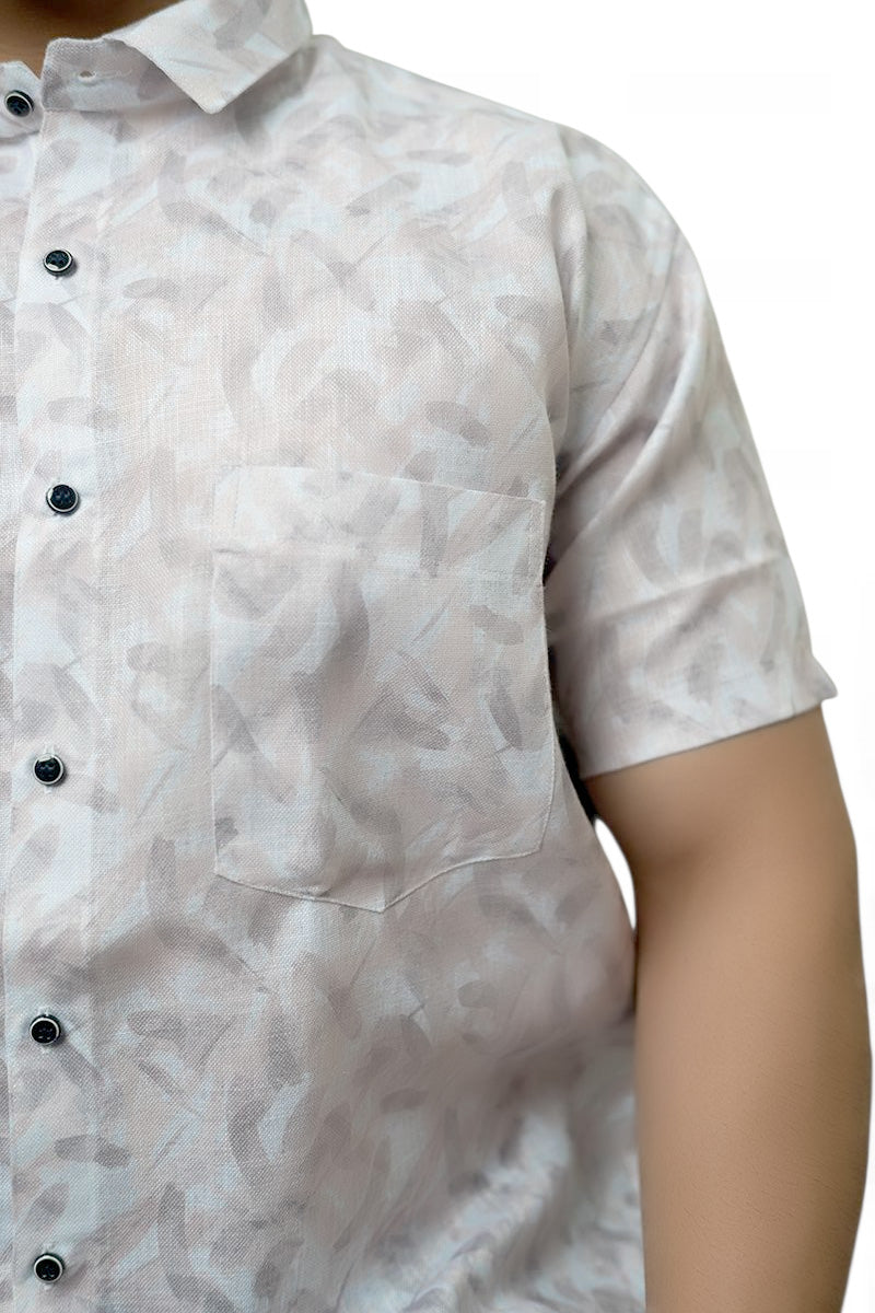 Brushed Imprints Half Sleeves Cotton Shirt