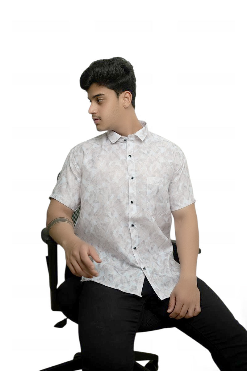 Brushed Imprints Half Sleeves Cotton Shirt