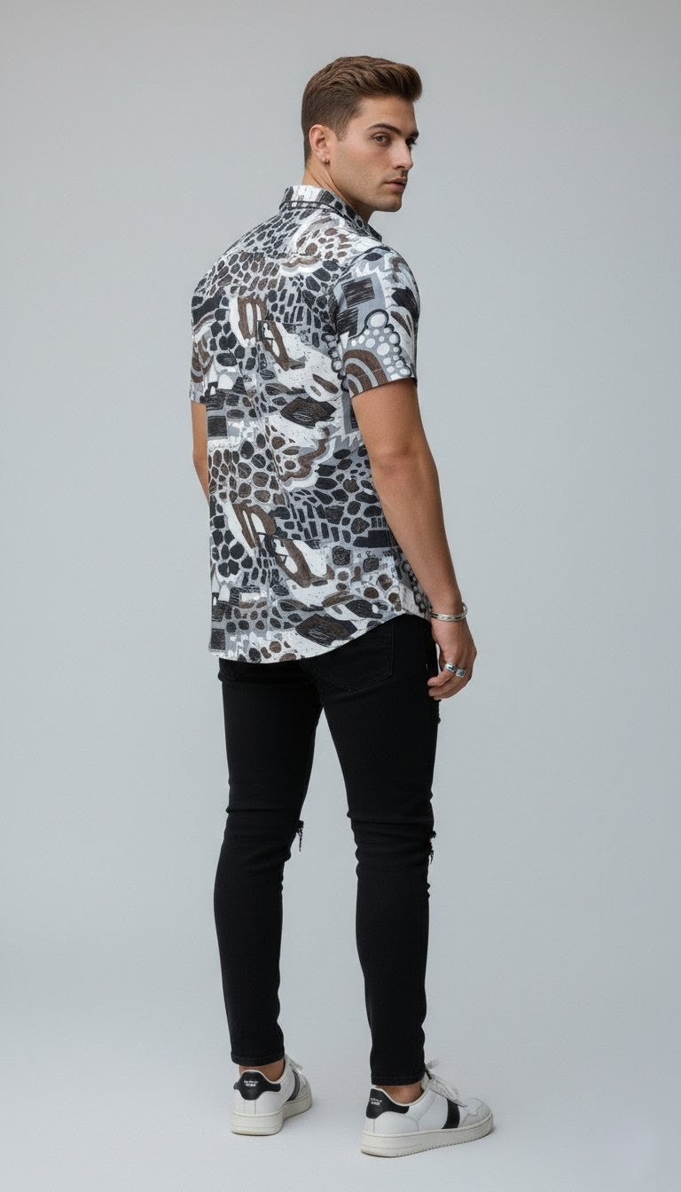 Bubble Printed Half Sleeves Cotton Shirt