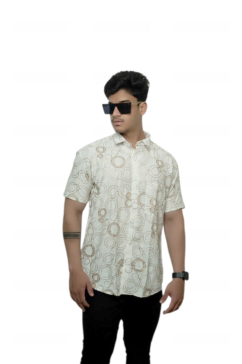 Golden Wave Embroidered Half sleeves shirt