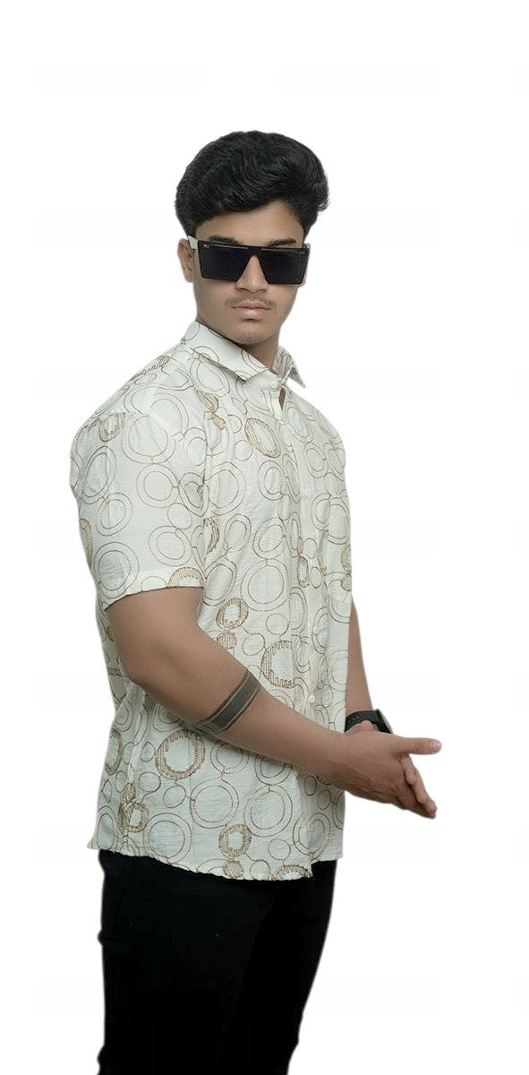 Golden Wave Embroidered Half sleeves shirt