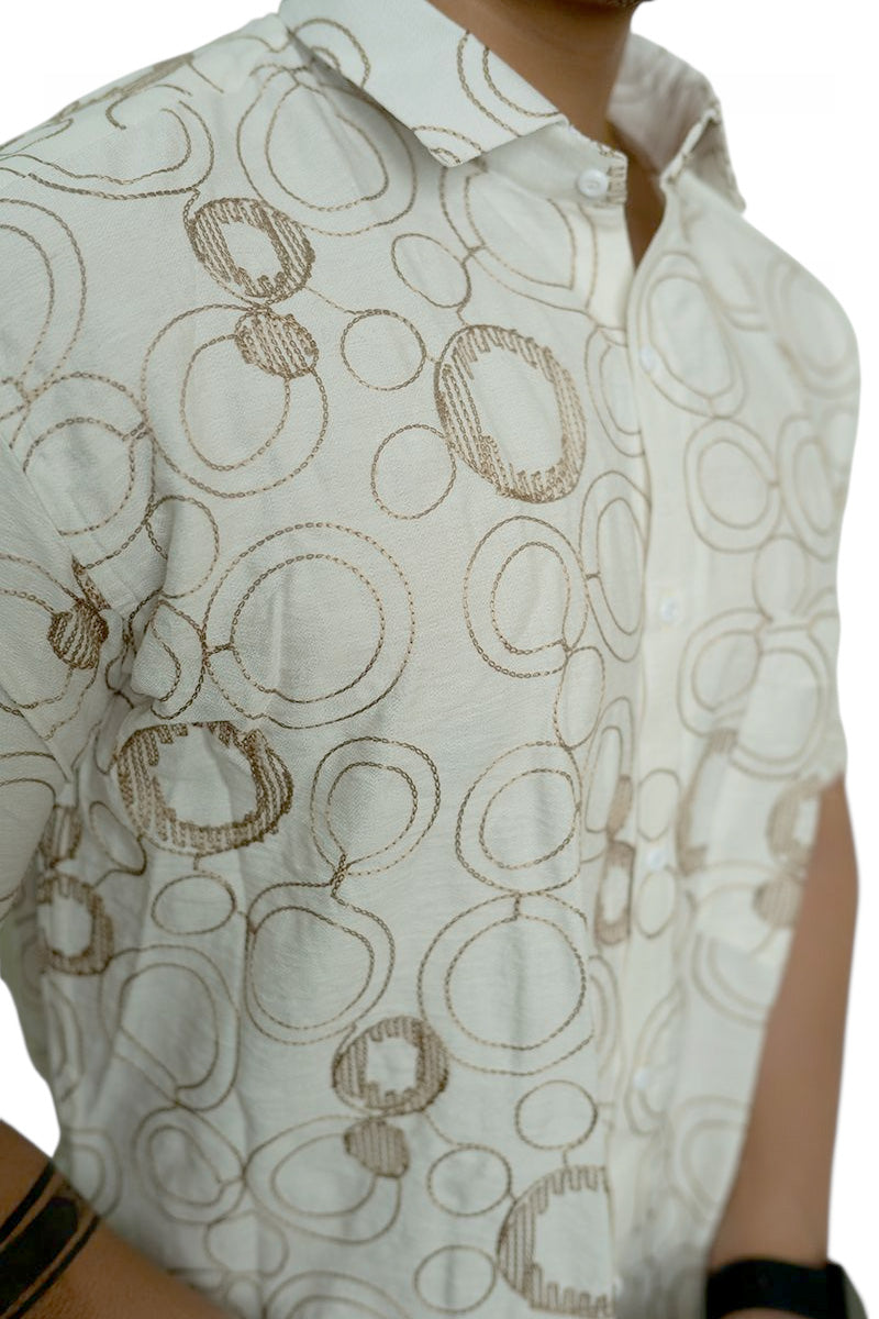Golden Wave Embroidered Half sleeves shirt