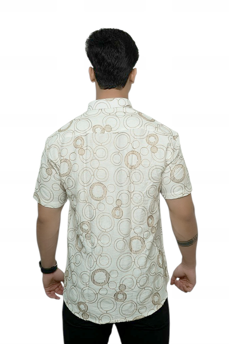 Golden Wave Embroidered Half sleeves shirt