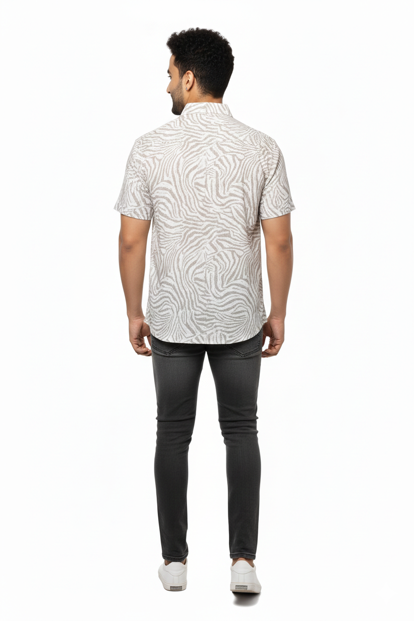 Green Tropic Trails Linen Half Sleeves Shirt
