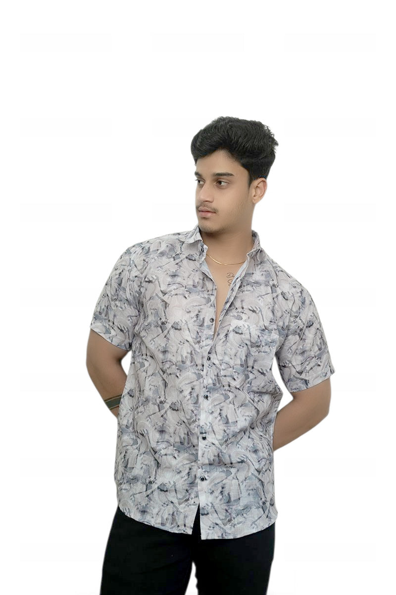 Iternal Imprint Half Sleeves Cotton Shirt