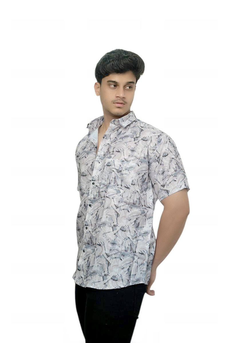 Iternal Imprint Half Sleeves Cotton Shirt
