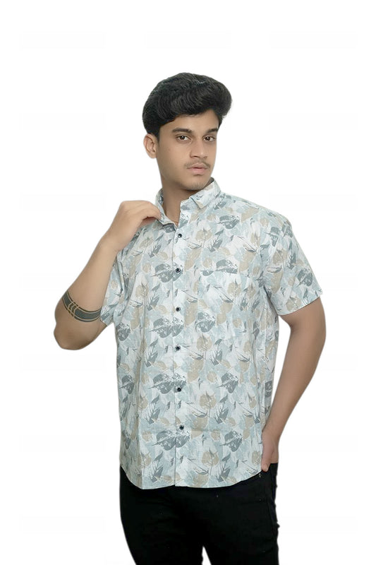 Leaf Veins Half Sleeves Shirt