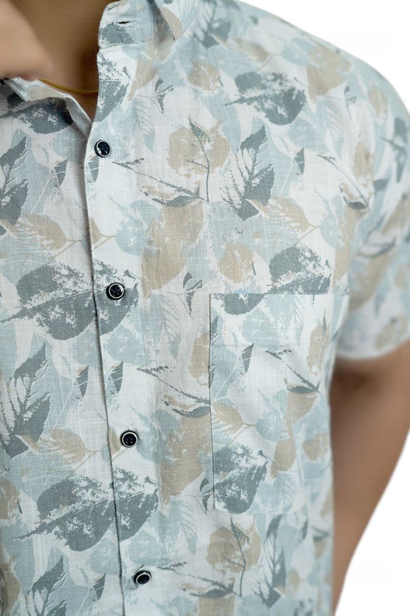 Leaf Veins Half Sleeves Shirt