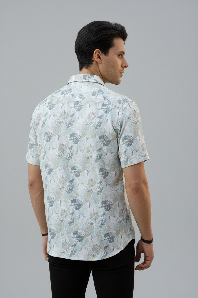 Leaf Veins Half Sleeves Shirt