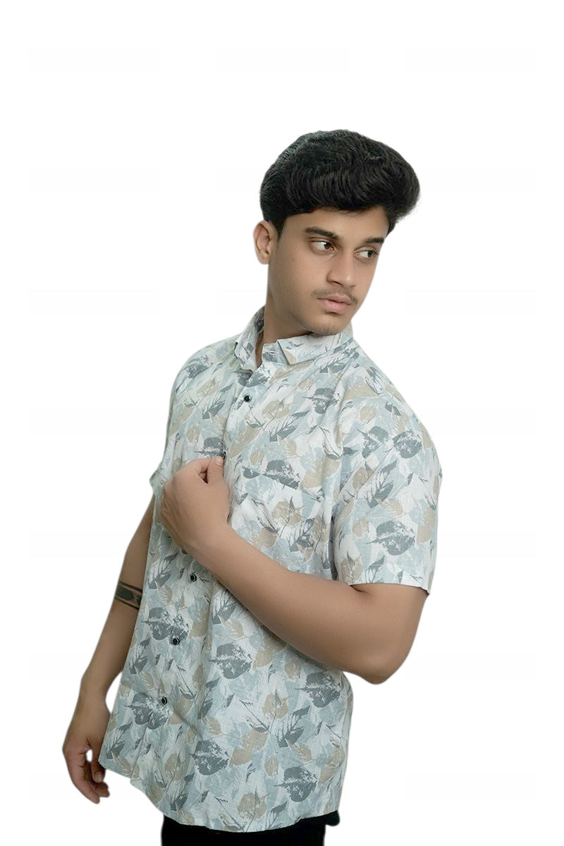 Leaf Veins Half Sleeves Shirt