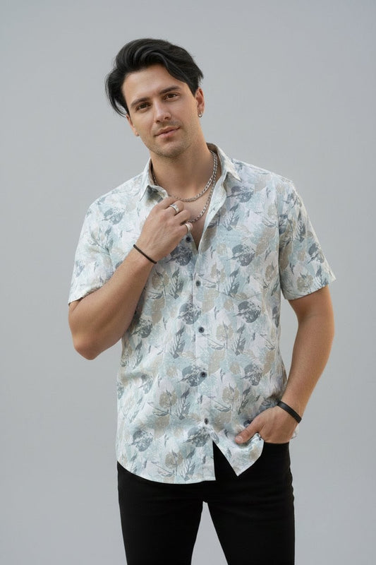 Leaf Veins Half Sleeves Shirt