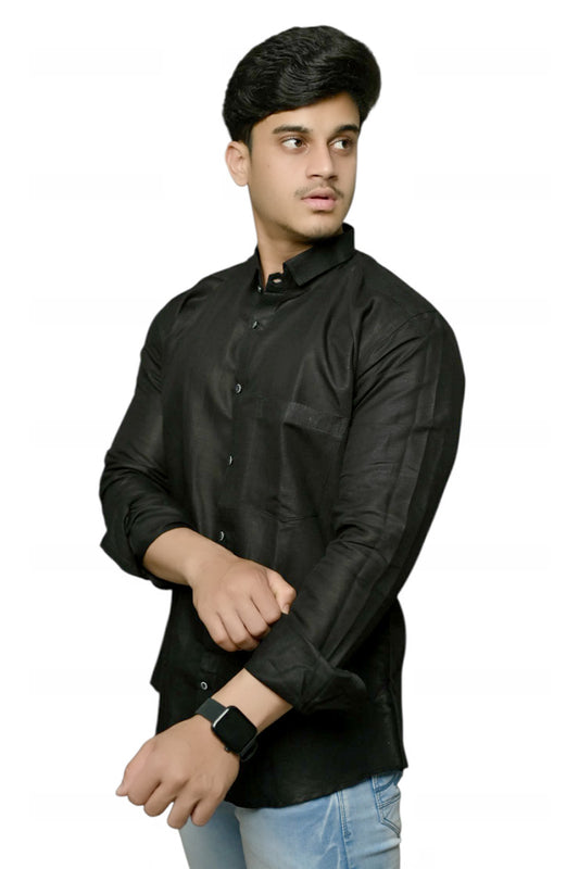Linen- Black Full sleeves shirt