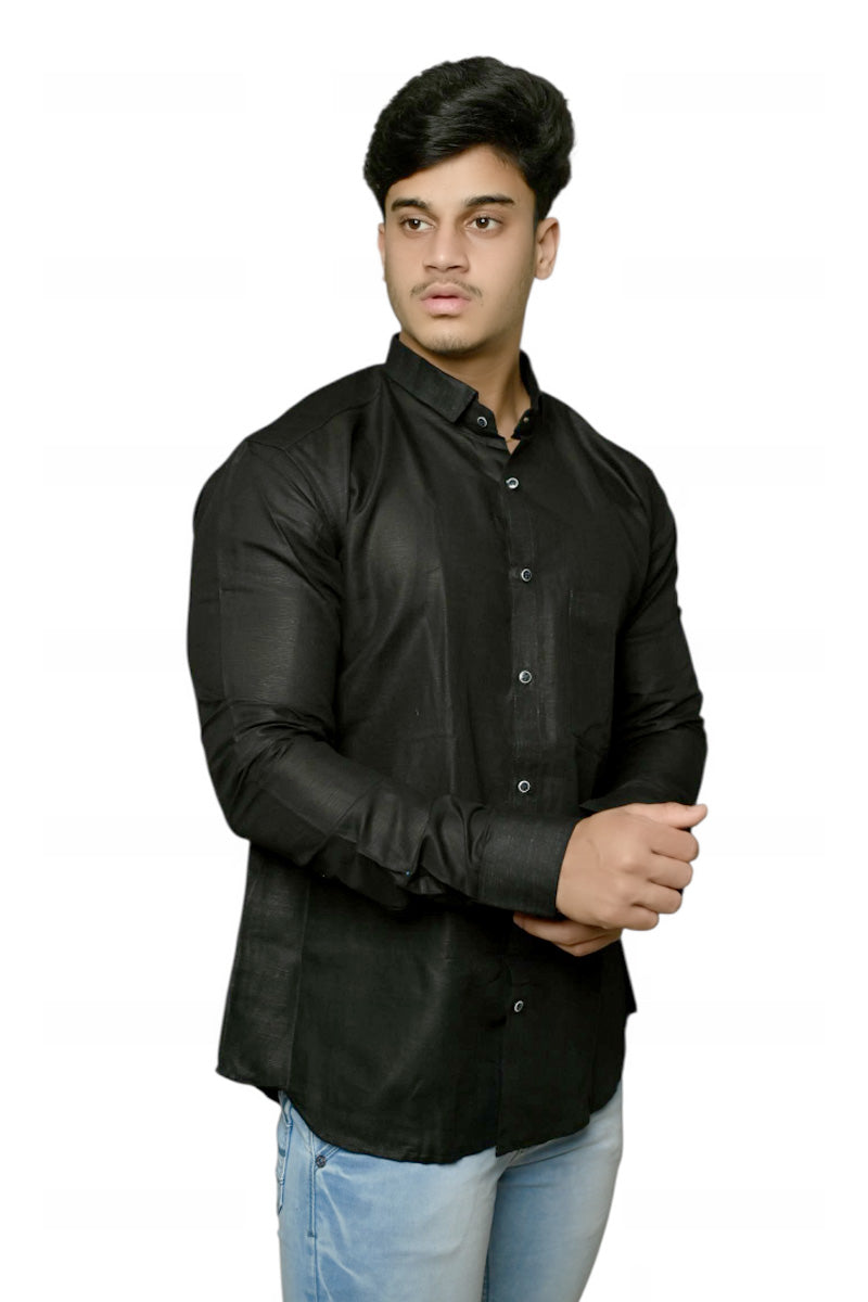 Linen- Black Full sleeves shirt