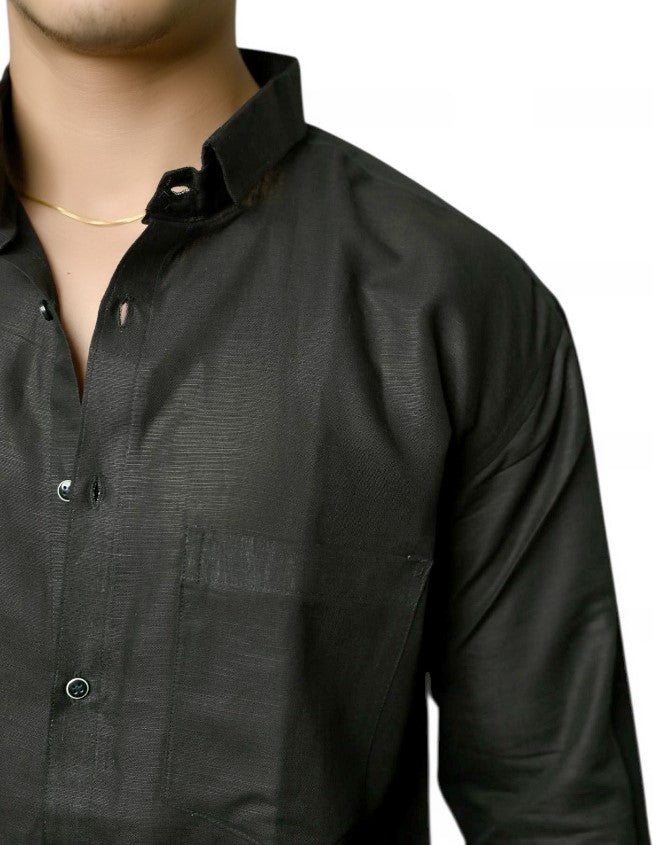 Linen- Black Full sleeves shirt