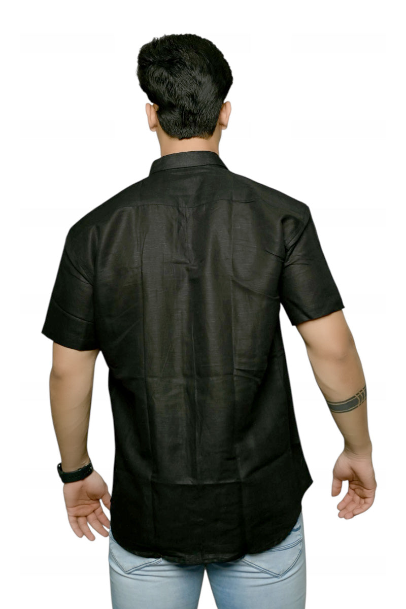 Linen- Black half sleeves shirt