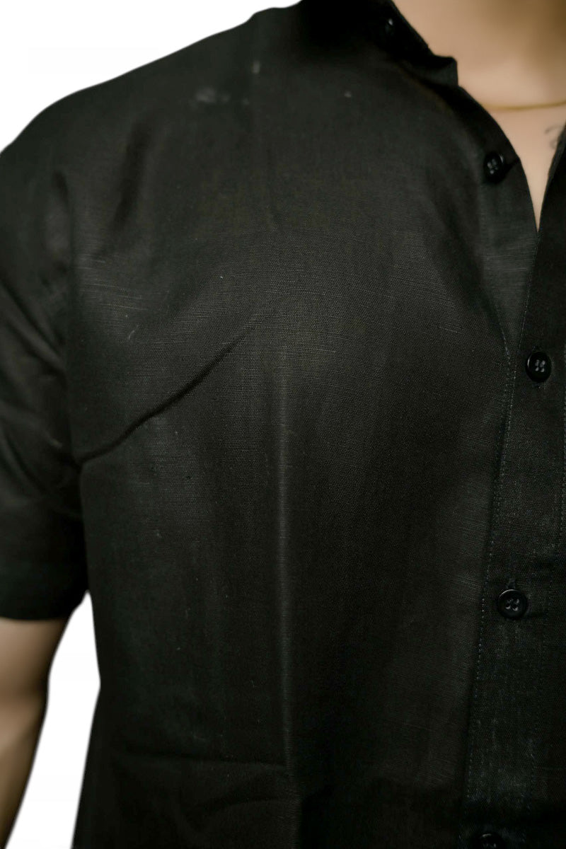 Linen- Black half sleeves shirt