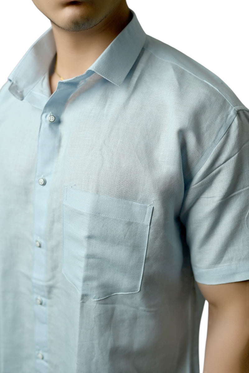Linen- Sky Blue half sleeves shirt