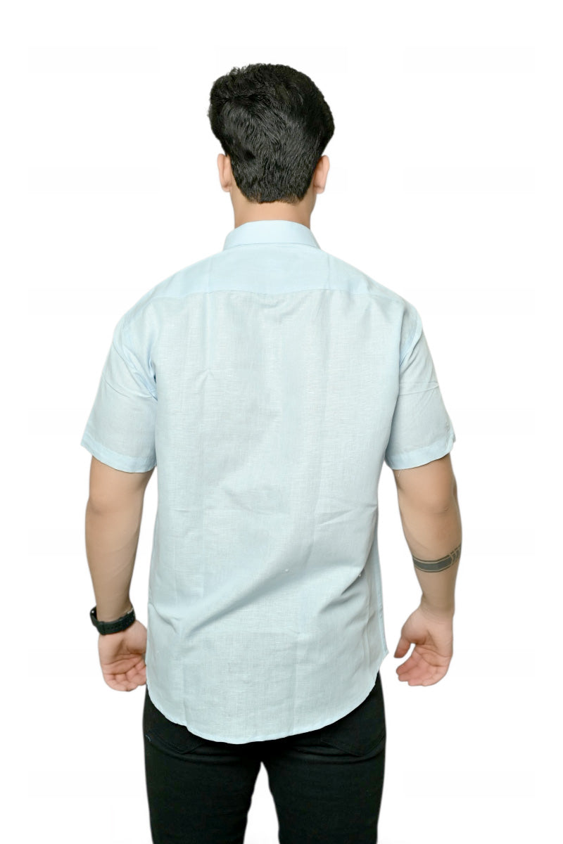 Linen- Sky Blue half sleeves shirt