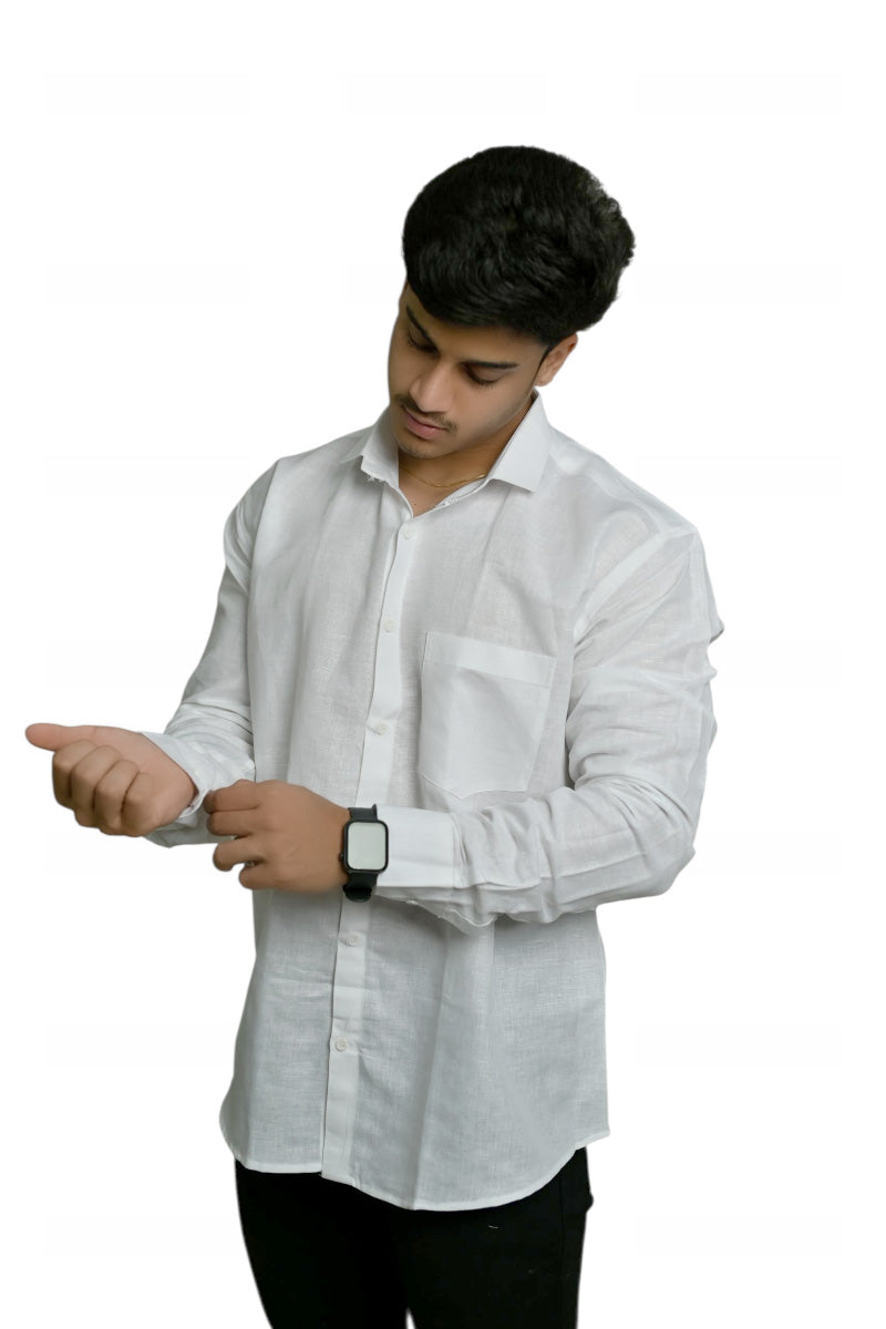 Linen- White Full sleeves shirt