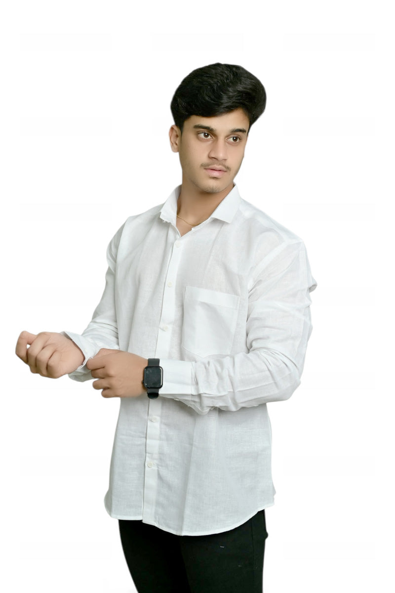 Linen- White Full sleeves shirt