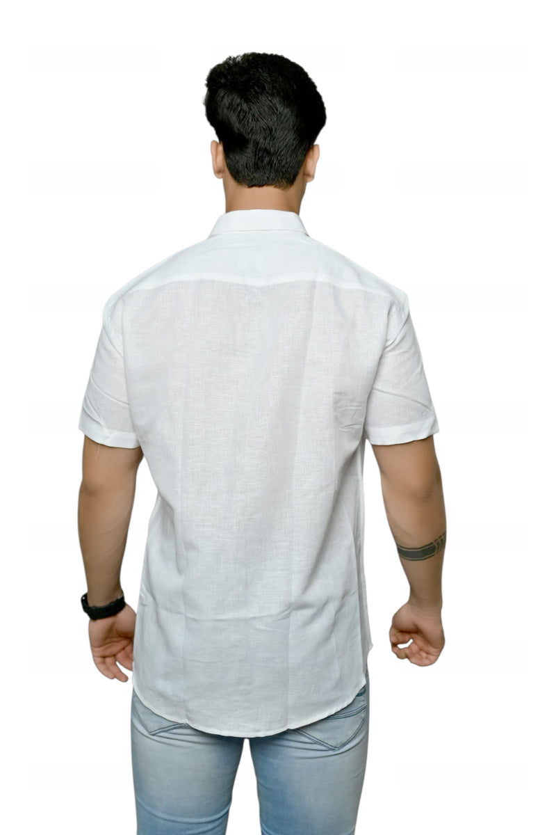 Linen- White half sleeves shirt