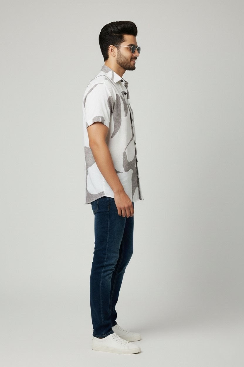 Marble Cuts Half Sleeves Shirt