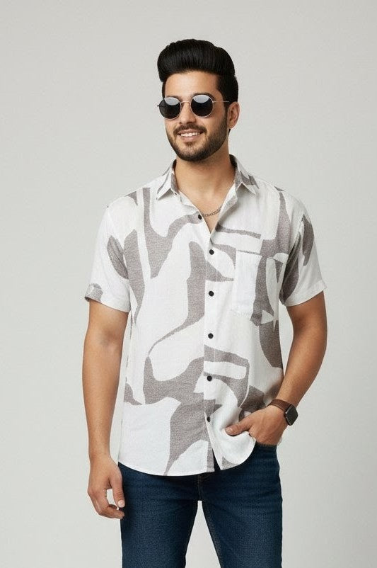 Marble Cuts Half Sleeves Shirt