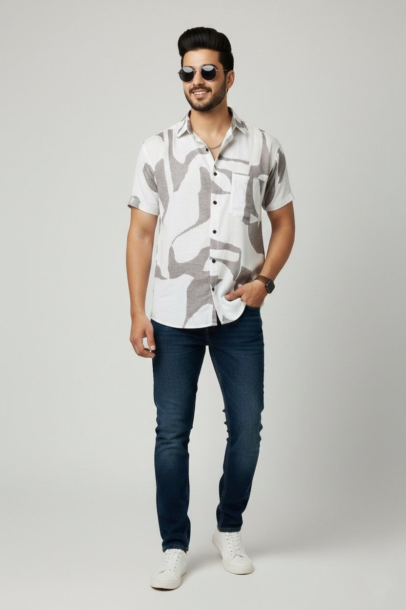 Marble Cuts Half Sleeves Shirt