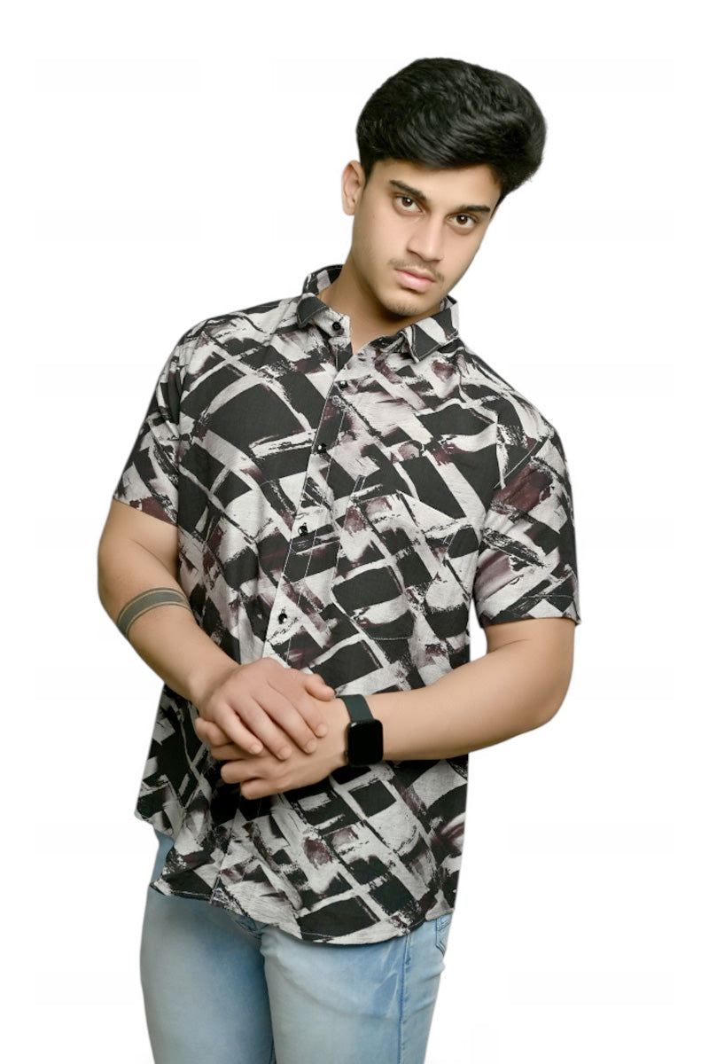 Marble Noir Half Sleeves Shirt