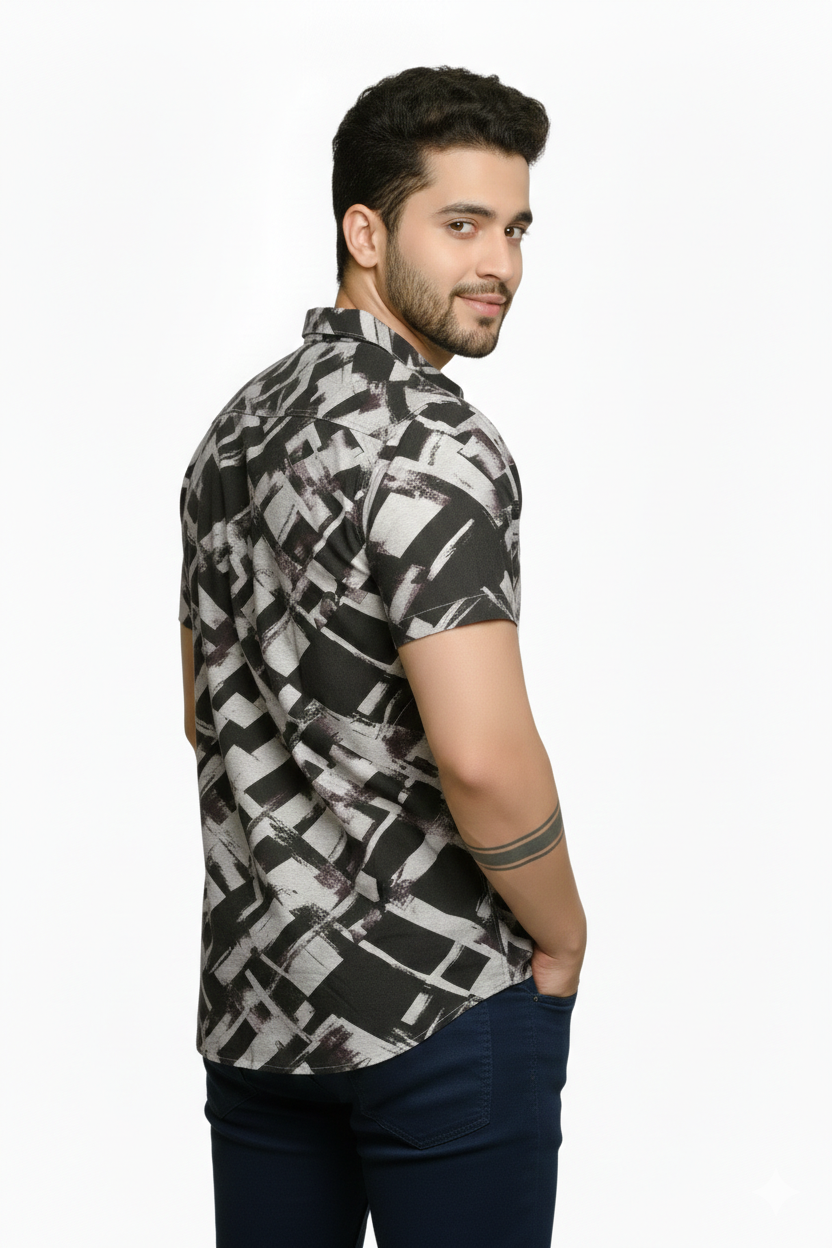 Marble Noir Half Sleeves Shirt