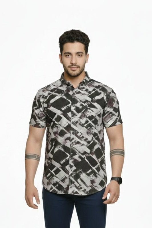 Marble Noir Half Sleeves Shirt