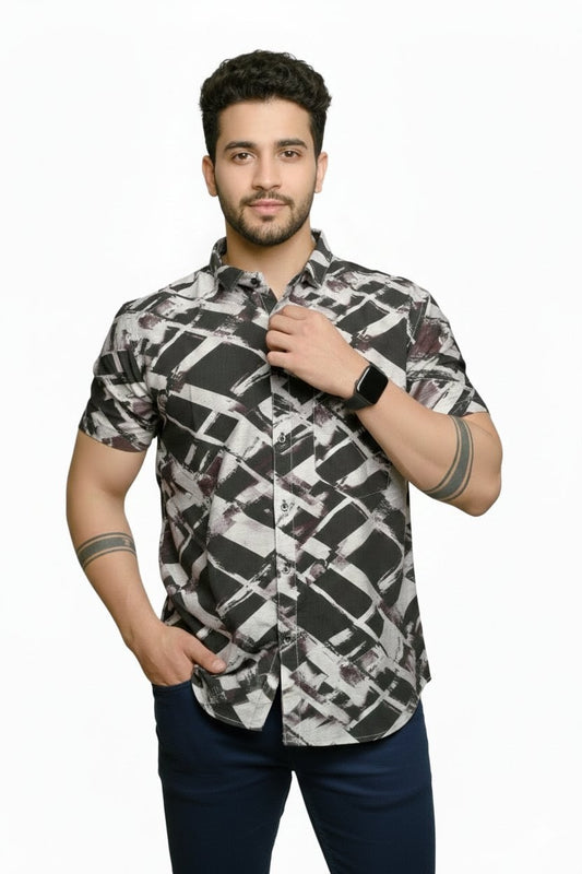 Marble Noir Half Sleeves Shirt