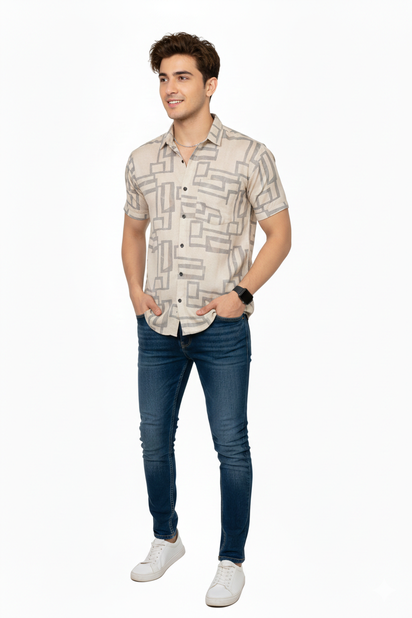 Maze Blocks Half Sleeves Shirt