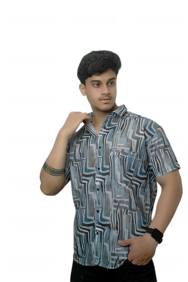 Midnight Hues Linen Half Sleeves Shirt