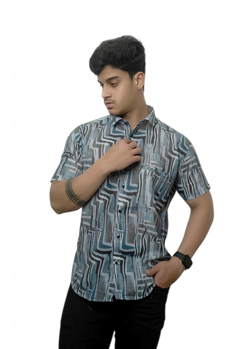 Midnight Hues Linen Half Sleeves Shirt