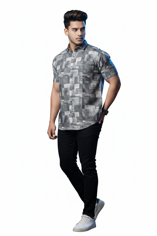 Modern Blocks Half Sleeves Shirt