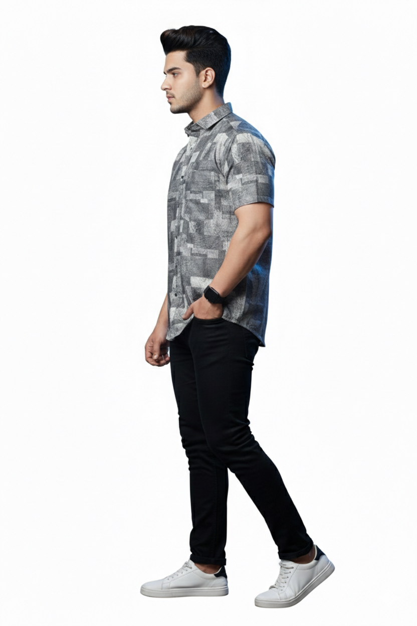 Modern Blocks Half Sleeves Shirt