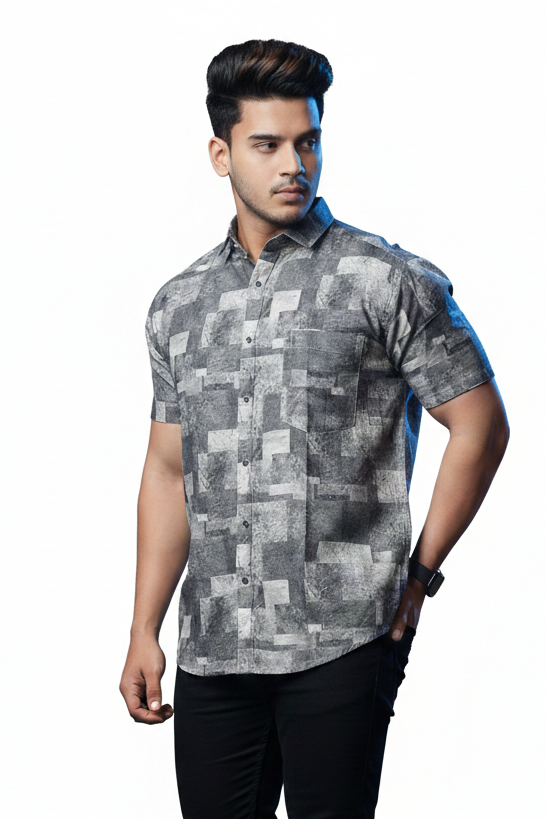 Modern Blocks Half Sleeves Shirt