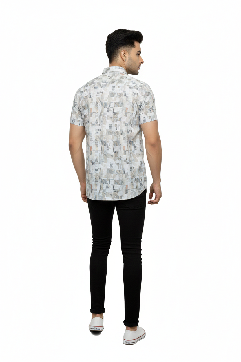Mosaic Stamps  Half Sleeves Shirt