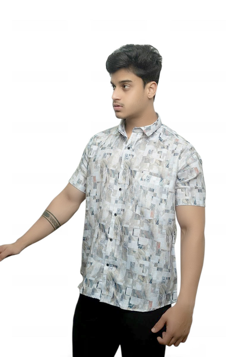 Mosaic Stamps  Half Sleeves Shirt
